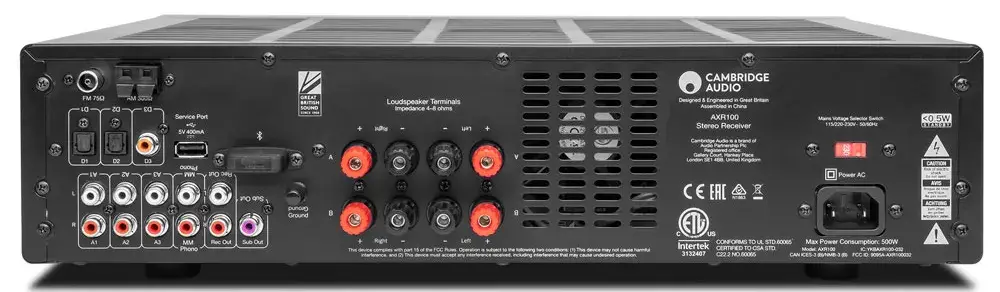 Mặt sau của Amply Cambridge Audio AXR100