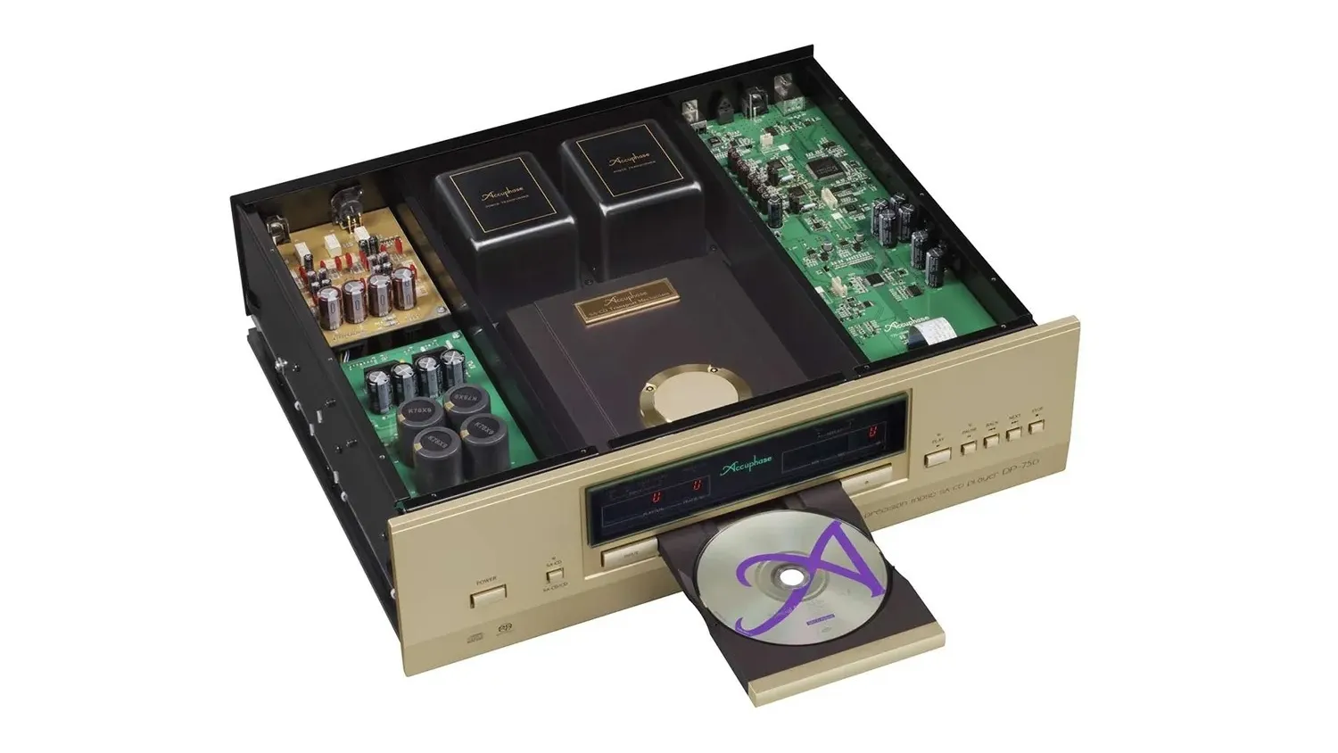 Mặt trong của Đầu CD Accuphase DP-750 kèm đĩa