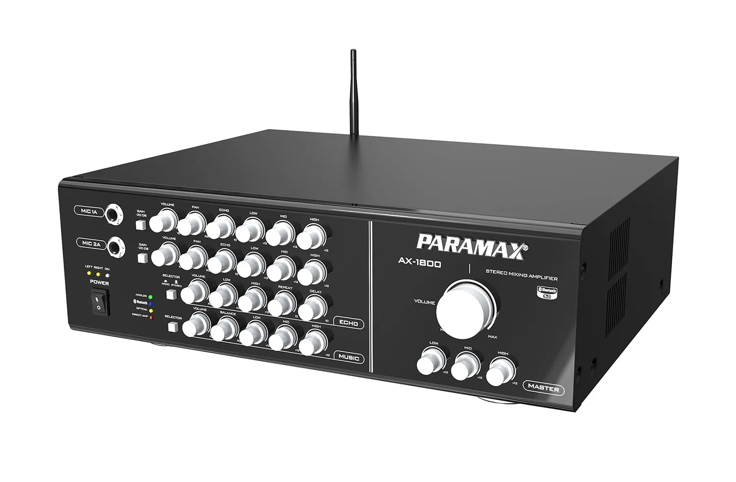 Amply Karaoke Paramax AX-1800 mặt nghiêng trên