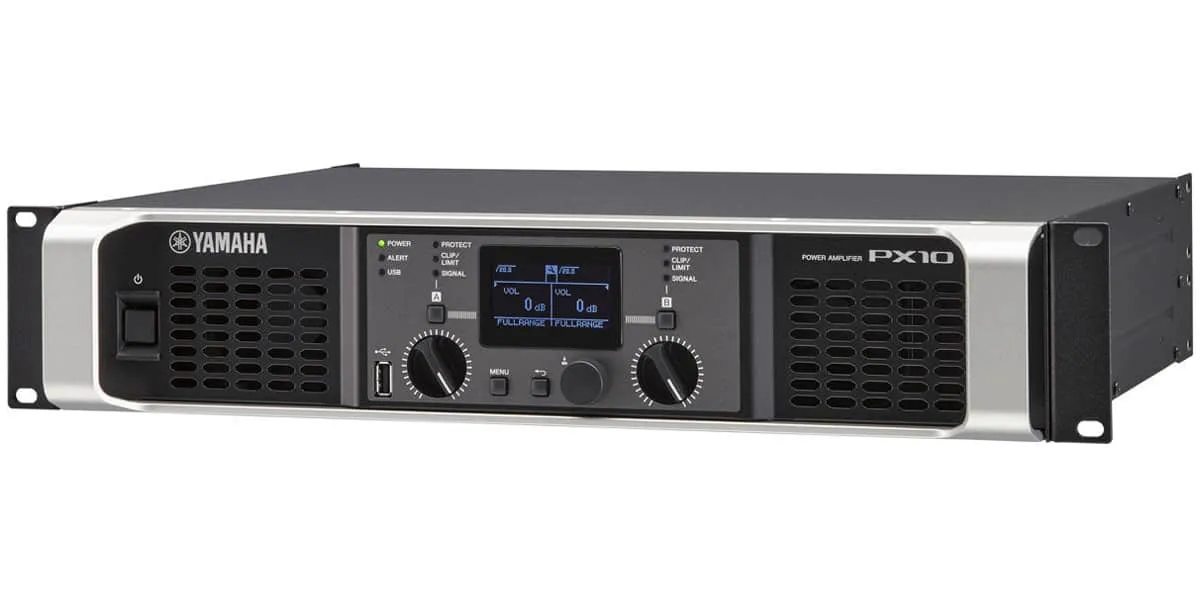 Cục đẩy Yamaha PX10 mặt nghiêng