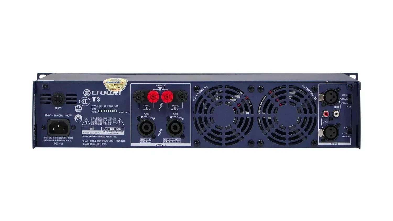 Mặt sau của Cục đẩy công suất Crown T3