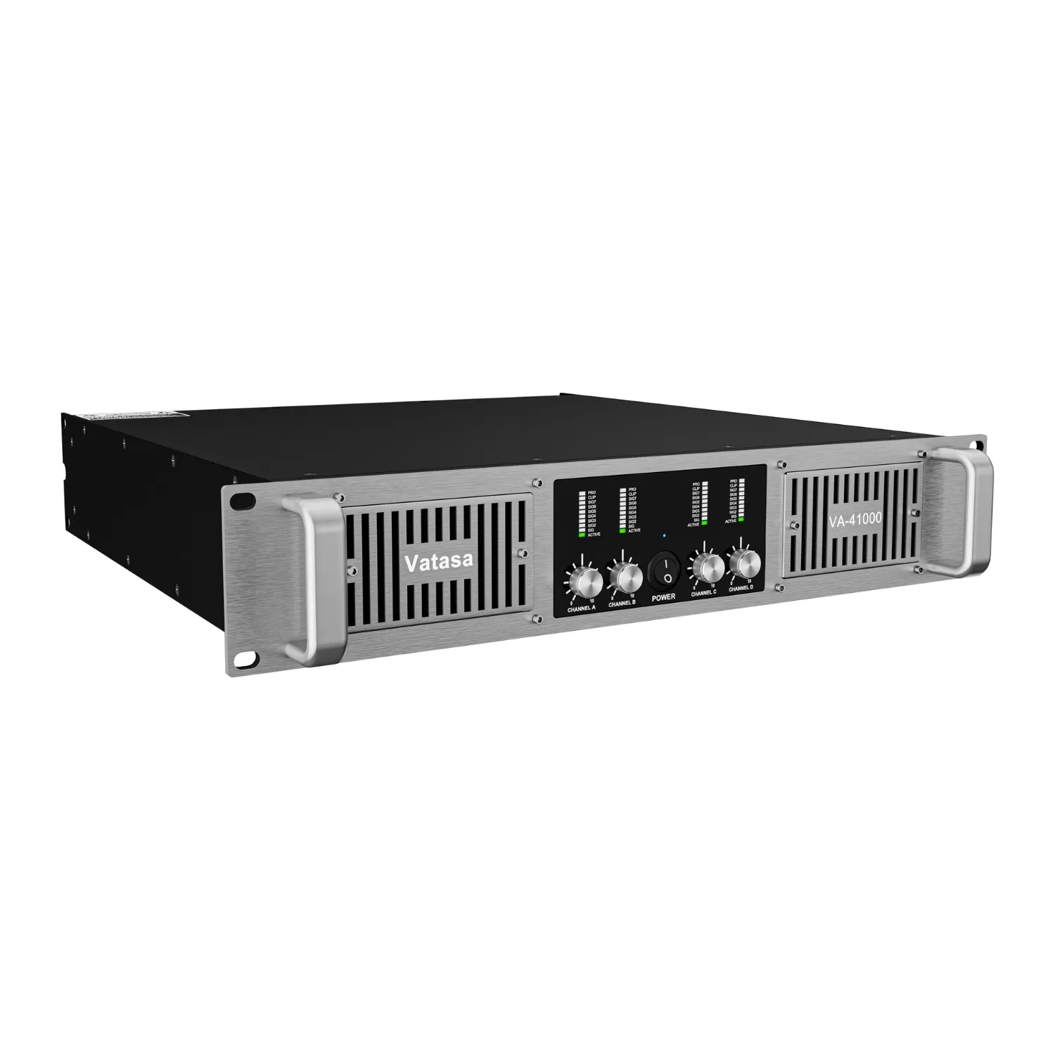 Mặt bên trái của Cục Đẩy Công Suất 4 Kênh Vatasa Va-41000 (Bạc)