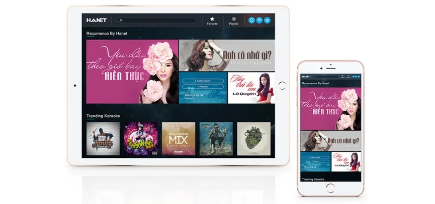Đầu karaoke Hanet PlayX One 1TB kết nối Ipad