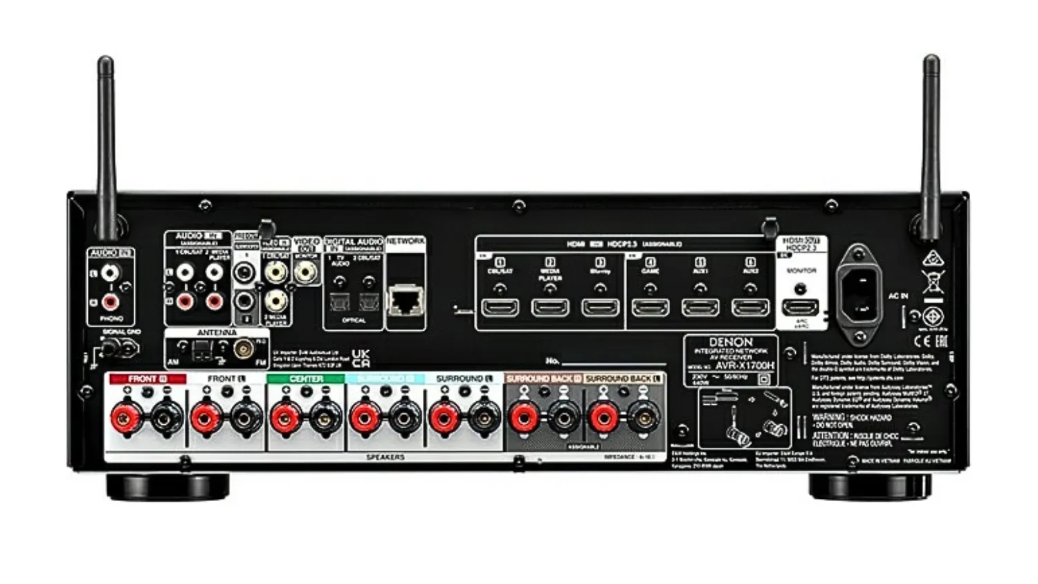 Mặt sau của Amply Denon AVR-X1700H