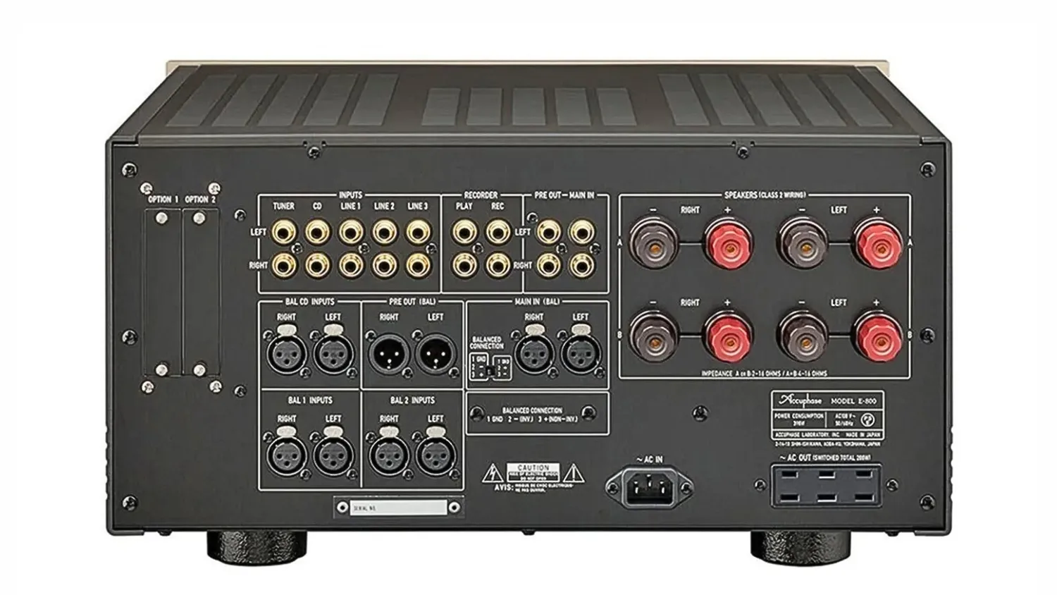 Mặt sau của AMPLY ACCUPHASE E800