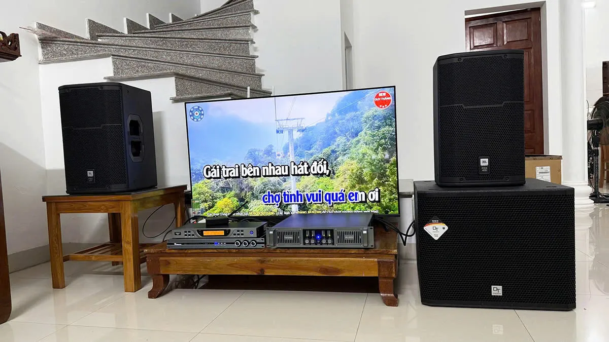 Dàn karaoke JBL TT472: (JBL PRX 412M, Vatasa T900 New, Vatasa V6 Pro, Vatasa VA-4600, DT Delta115) hình thực tế