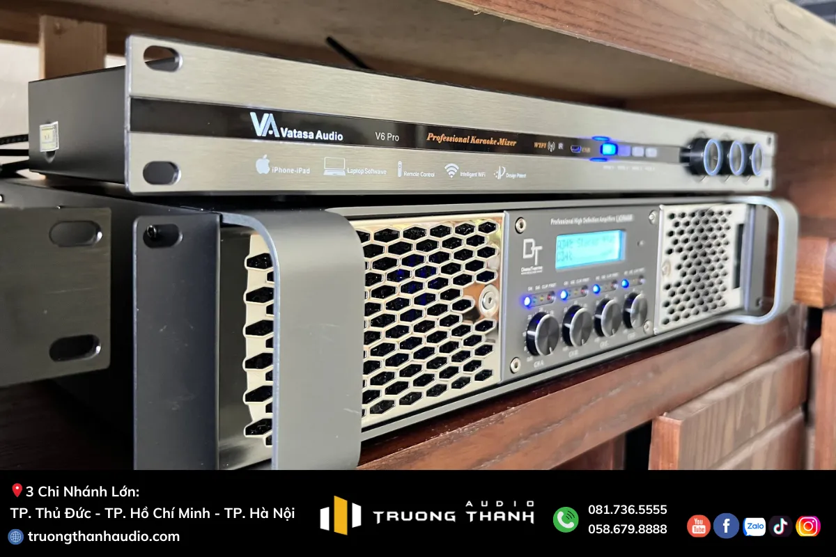 Mặt bên vang số và cục đẩy công suất của Dàn Karaoke DT TT387