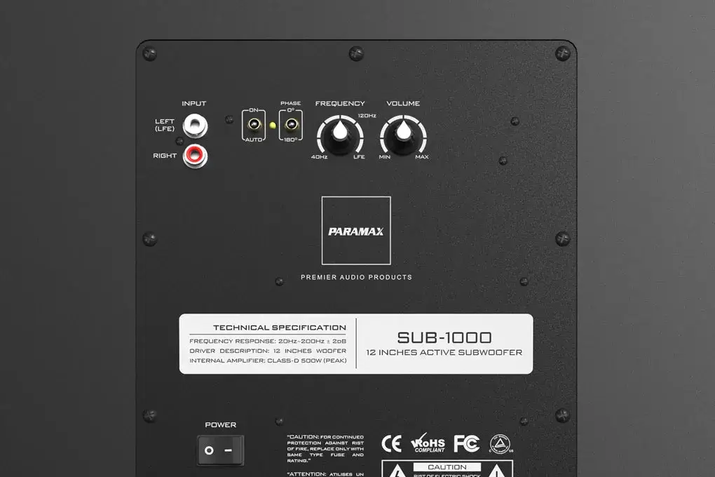 Thông số kỹ thuật của Loa Sub Paramax 1000