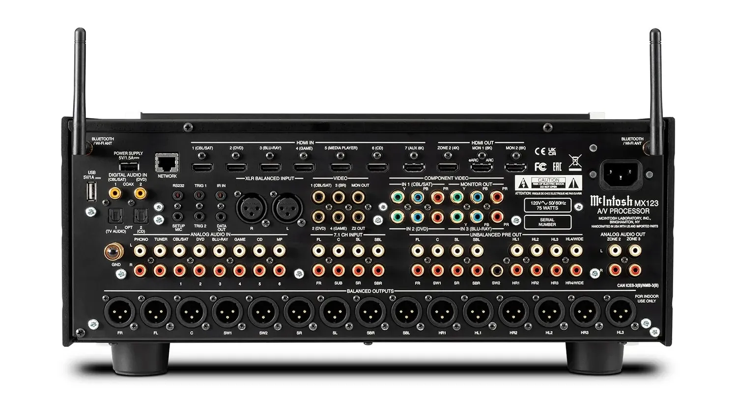 Mặt sau của Đầu AV processor McIntosh MX123