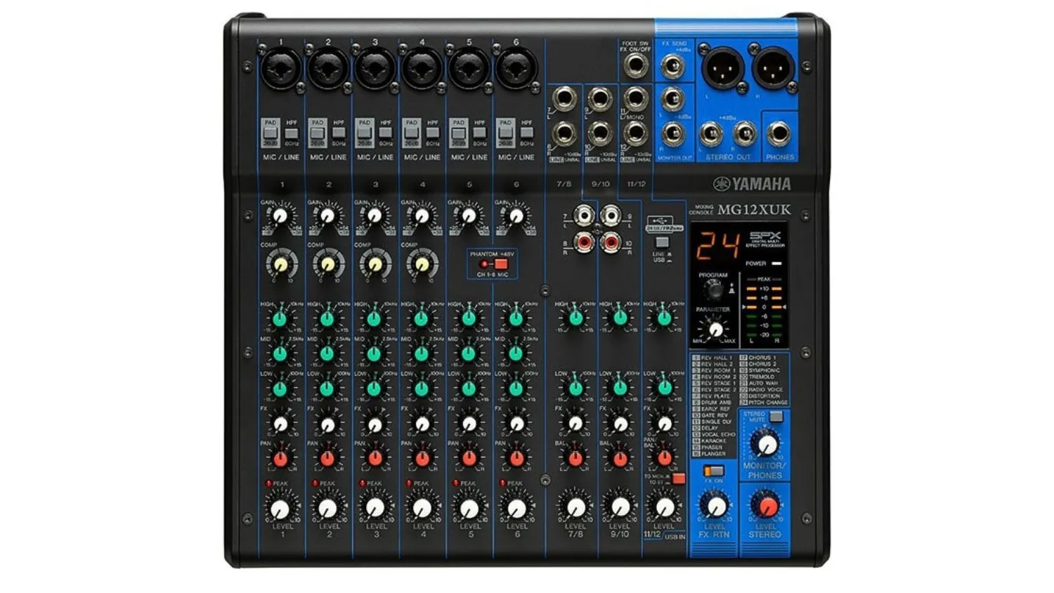 Mặt trước của Bàn mixer Yamaha MG12XUK