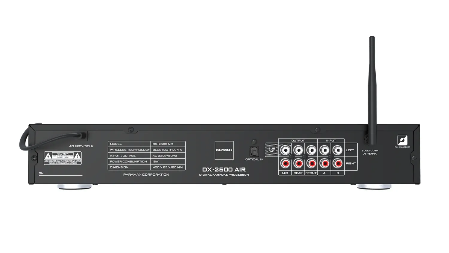 Vang cơ lai số Paramax DX-2500AIR mặt sau