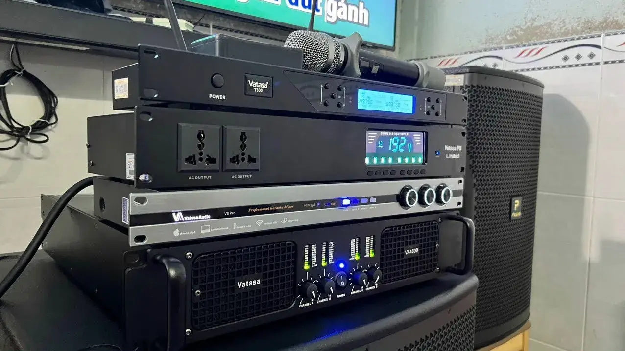 Micro, quản lý nguồn, vang số và cục đẩy công suất của Dàn Karaoke P'Sound TT281