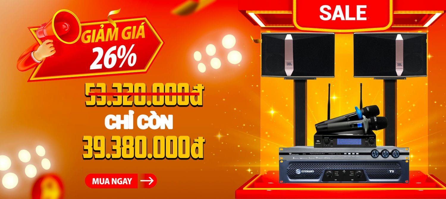 Dàn Karaoke JBL: Loa JBL KI512, Micro JBL VM200, Vang số Vatasa V6 Pro, Cục  đẩy công suất Crown T5