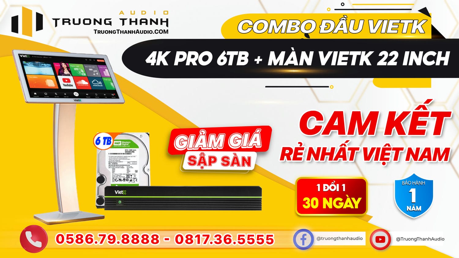 Ảnh nổi bật của sản phẩm Combo Đầu VietK Pro 6TB + Màn VietK 22 inch 2