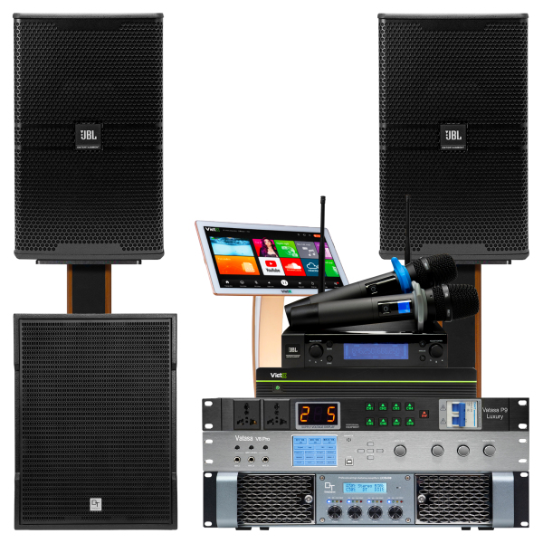 Dàn Karaoke JBL: Loa JBL KI512, Micro JBL VM200, Vang số Vatasa V6 Pro, Cục  đẩy công suất Crown T5