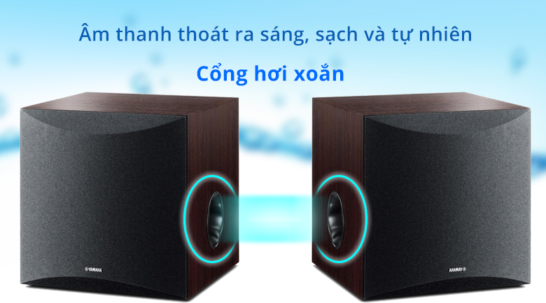 Loa sub Yamaha NS-SW100 Walnut | Cổng hơi xoắn cho âm sáng, sách và tự nhiên