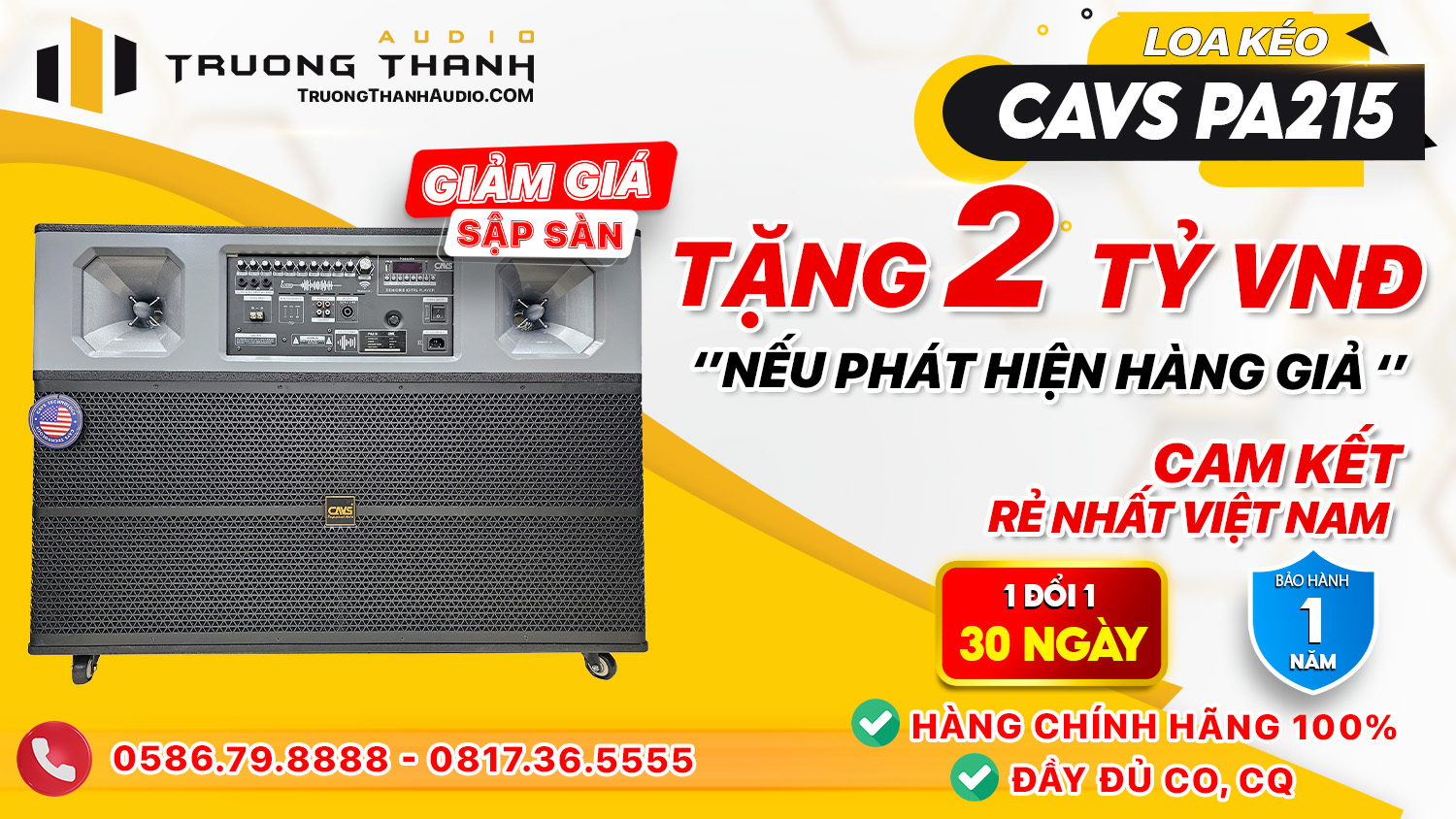 Ảnh nổi bật của sản phẩm Loa kéo CAVS PA215 2 Bass 40 1