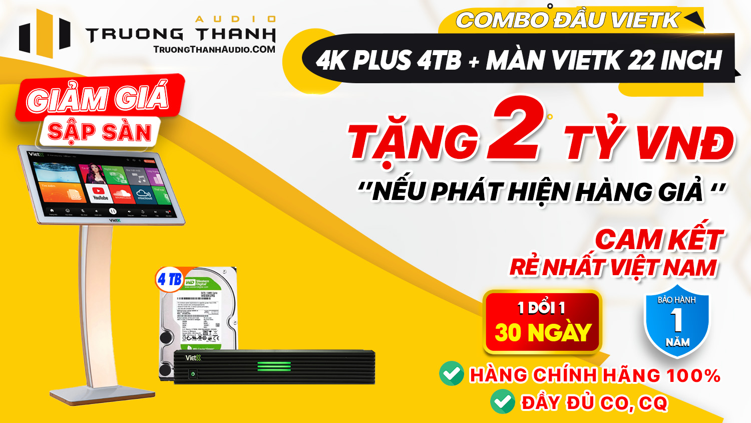 Ảnh nổi bật của sản phẩm Combo Đầu Việt KTV K-Plus 4T + Màn hình điện dung Việt KTV 22 inch 1
