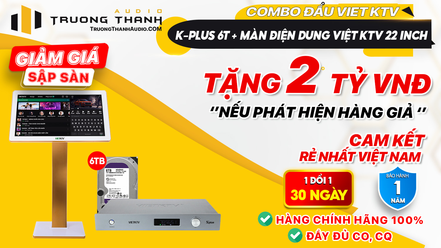 Ảnh nổi bật của sản phẩm Combo Đầu Việt KTV K-Plus 6T + Màn hình điện dung Việt KTV 22 inch 1