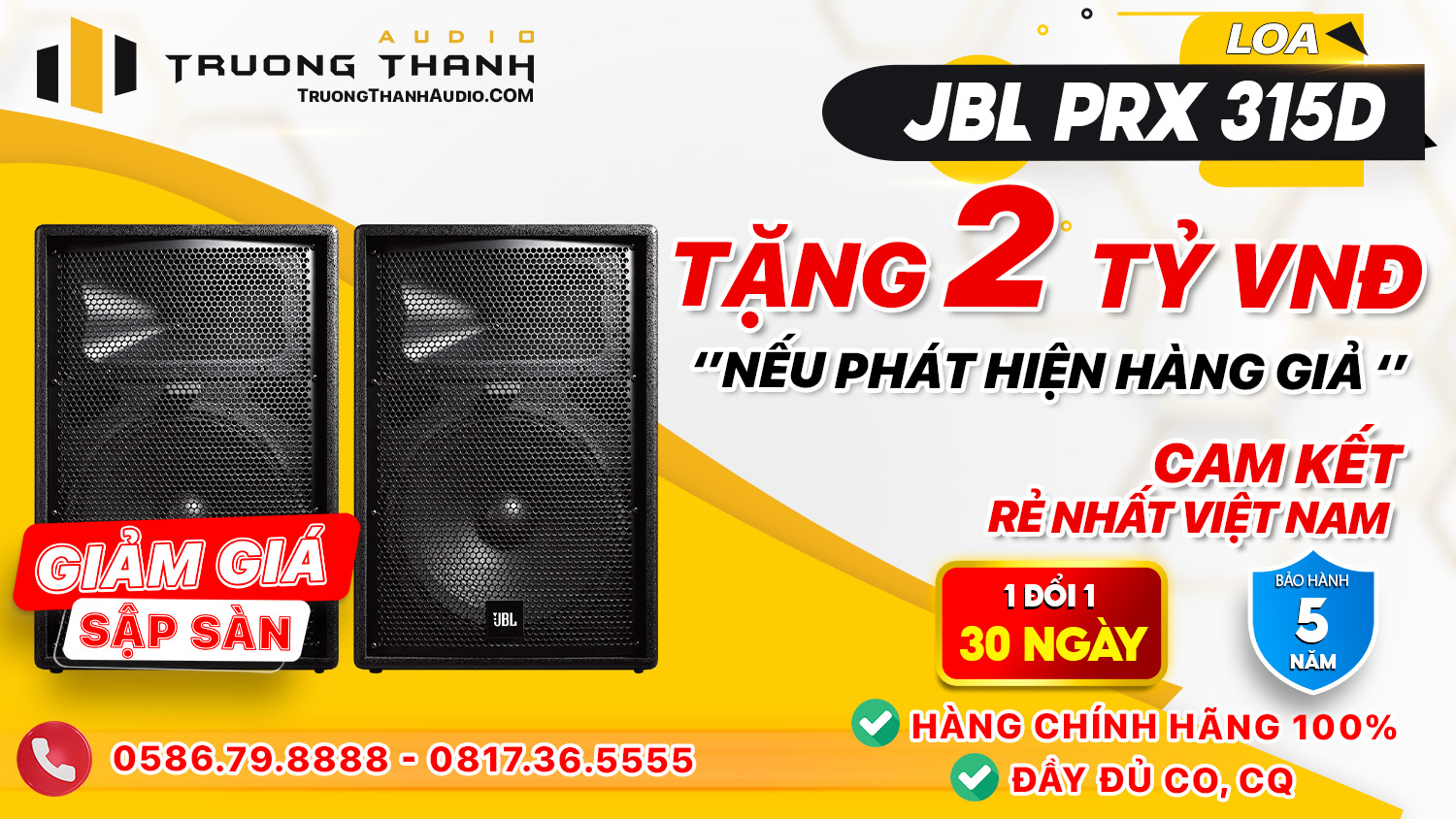 Ảnh nổi bật của sản phẩm Loa Karaoke JBL PRX315D (full bass 40cm, 2 đường tiếng) 1