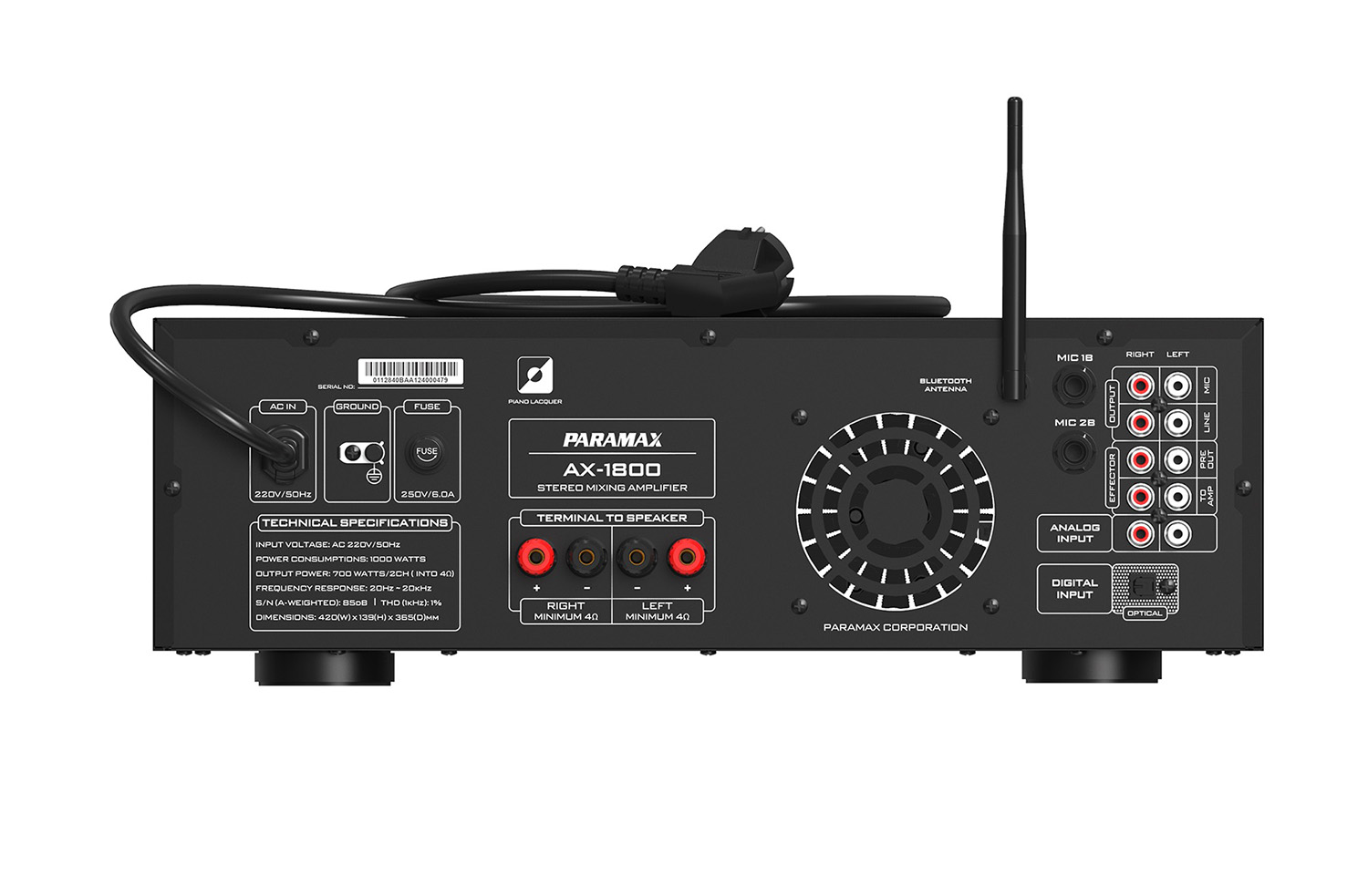 Amply Karaoke Paramax AX-1800 mặt sau