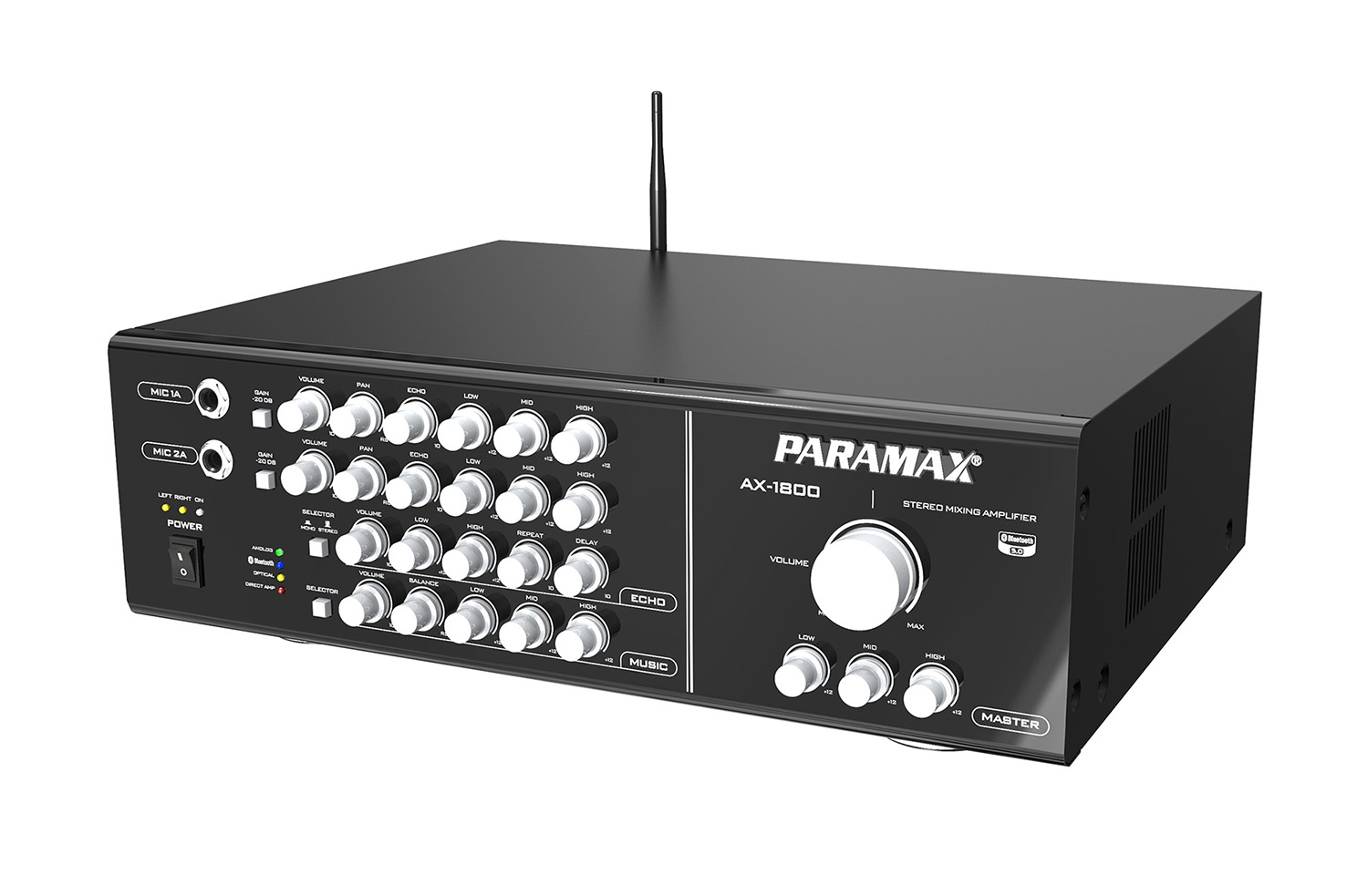 Amply Karaoke Paramax AX-1800 mặt nghiêng trên