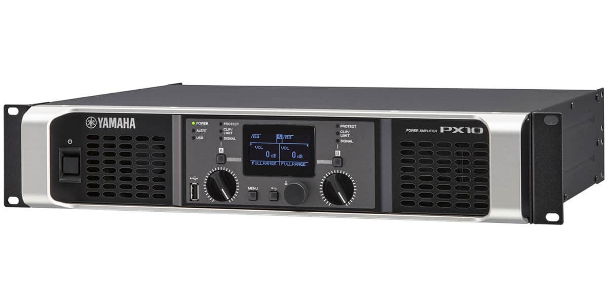 Cục đẩy Yamaha PX10 mặt nghiêng