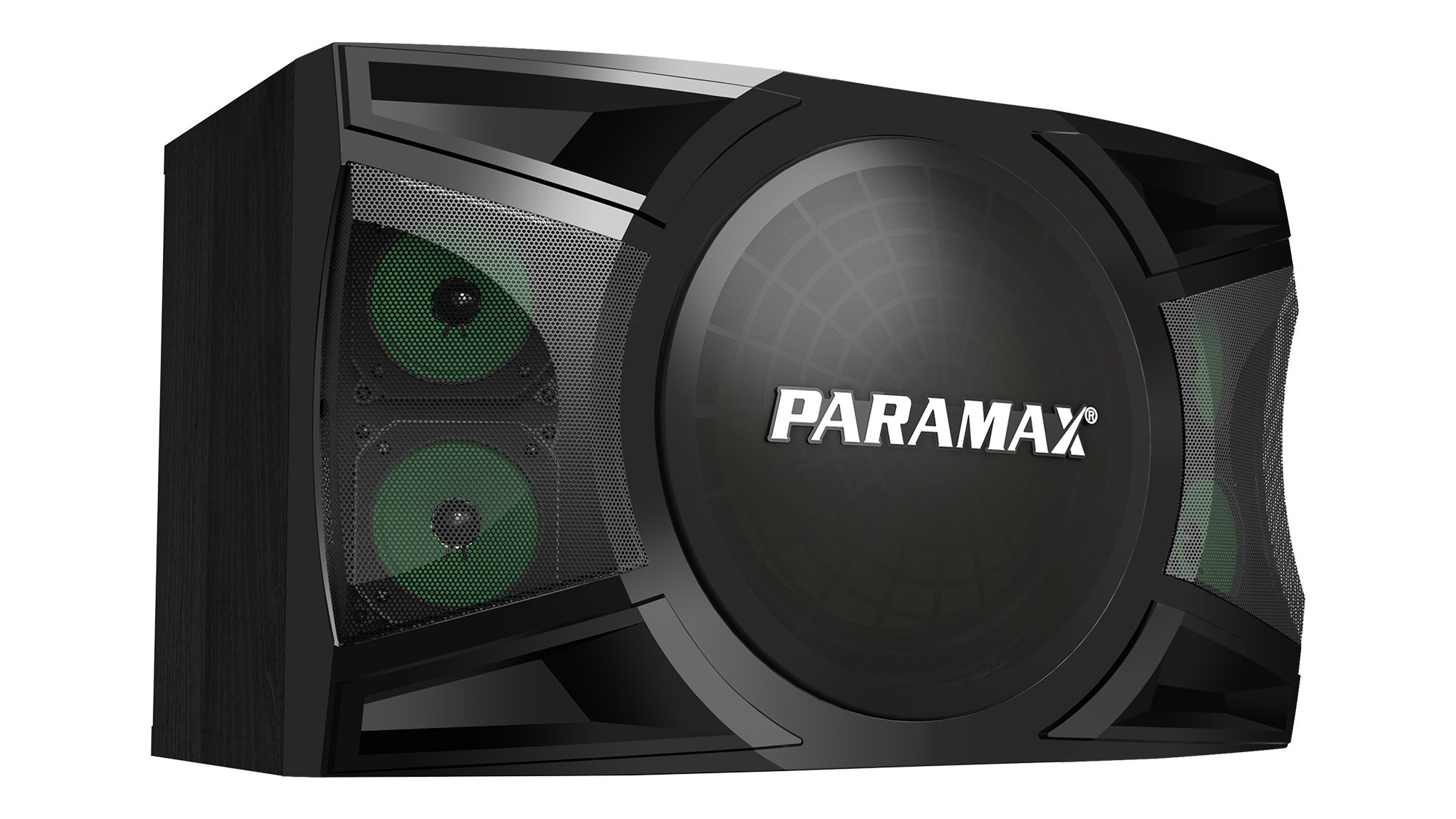 Loa Karaoke Paramax P-1500 mặt trước nghiêng đen