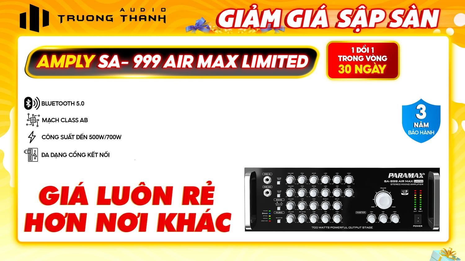 Ảnh nổi bật của sản phẩm Amply Paramax SA-999 AIR MAX Limited 6