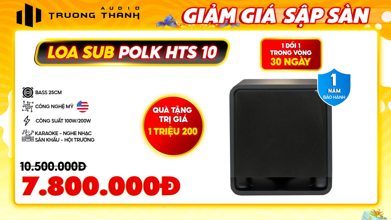 Ảnh nổi bật của sản phẩm Loa sub Polk audio HTS-10  (Sub điện bass 25cm) 18