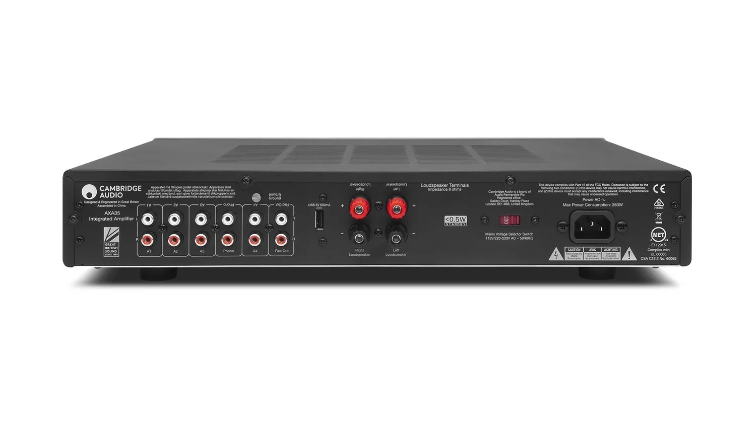 Mặt sau của AMPLY CAMBRIDGE AUDIO AXA35
