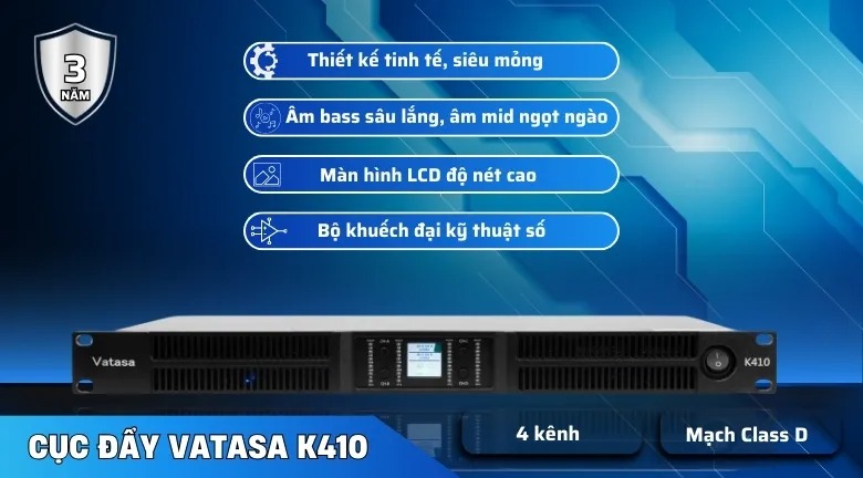 Ảnh nổi bật của sản phẩm Cục Đẩy Công Suất 4 Kênh Vatasa K410 2
