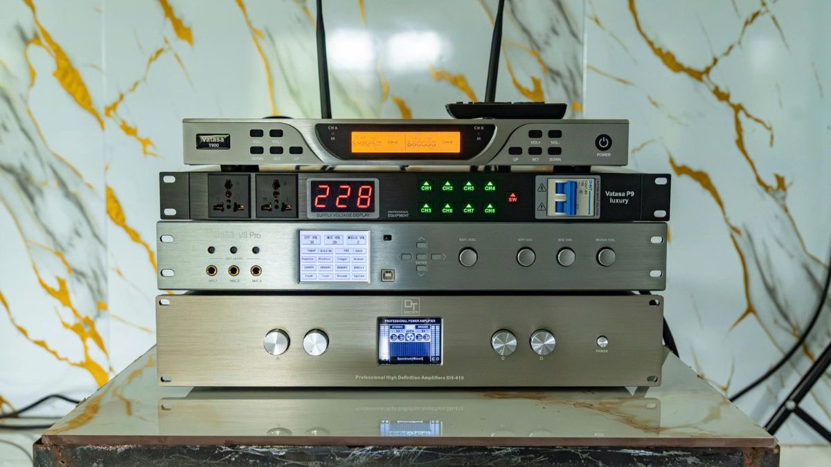 Bộ xử lý tín hiệu của Dàn karaoke DT TT455: (DT Radius-12Pro, Vatasa T900 New, Vatasa V8 Pro, DT DH-410, DT Delta118, Vatasa P9 Luxury)