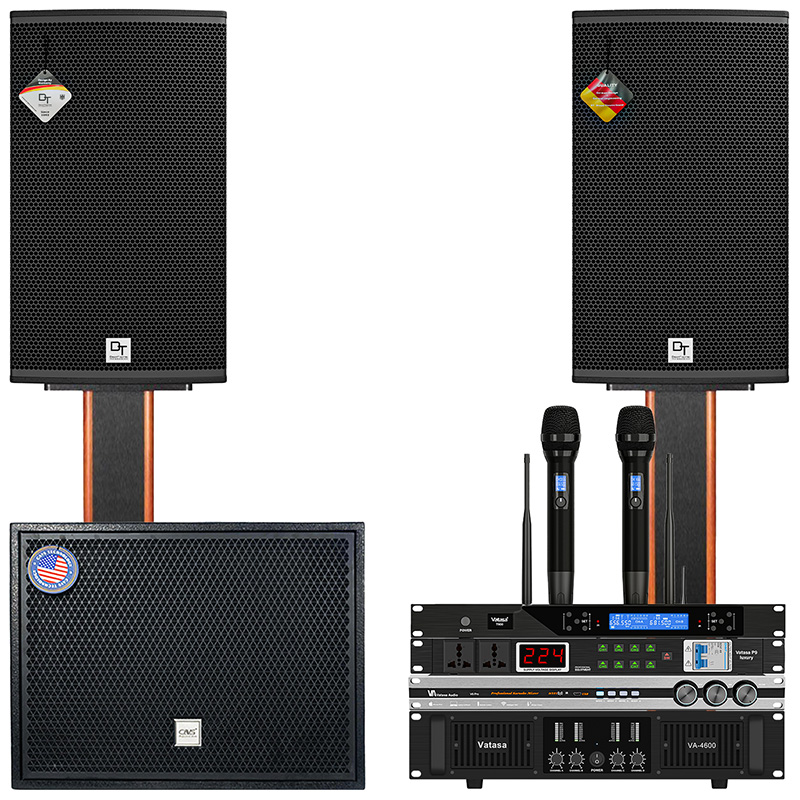 Dàn karaoke DT TT467: (DT Radius-12Pro, Vatasa T500, Vatasa V6 Pro, Vatasa VA-4600, CAVS CS115, Vatasa P9 Luxury)