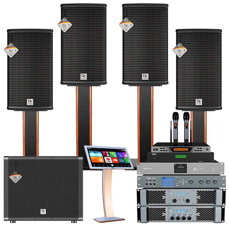 Dàn karaoke DT TT475: (2 DT Alpha12, Vatasa T900 New, Vatasa V8 Pro, DT Lion206, DT Lion406, DT Delta118, Vatasa PW8, VietK 4K Plus 4TB, VietK 22inch)