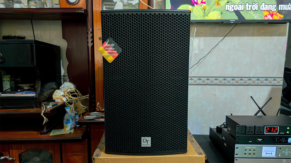 Mặt trước loa dt radius-12pro của dàn karaoke dt tt434