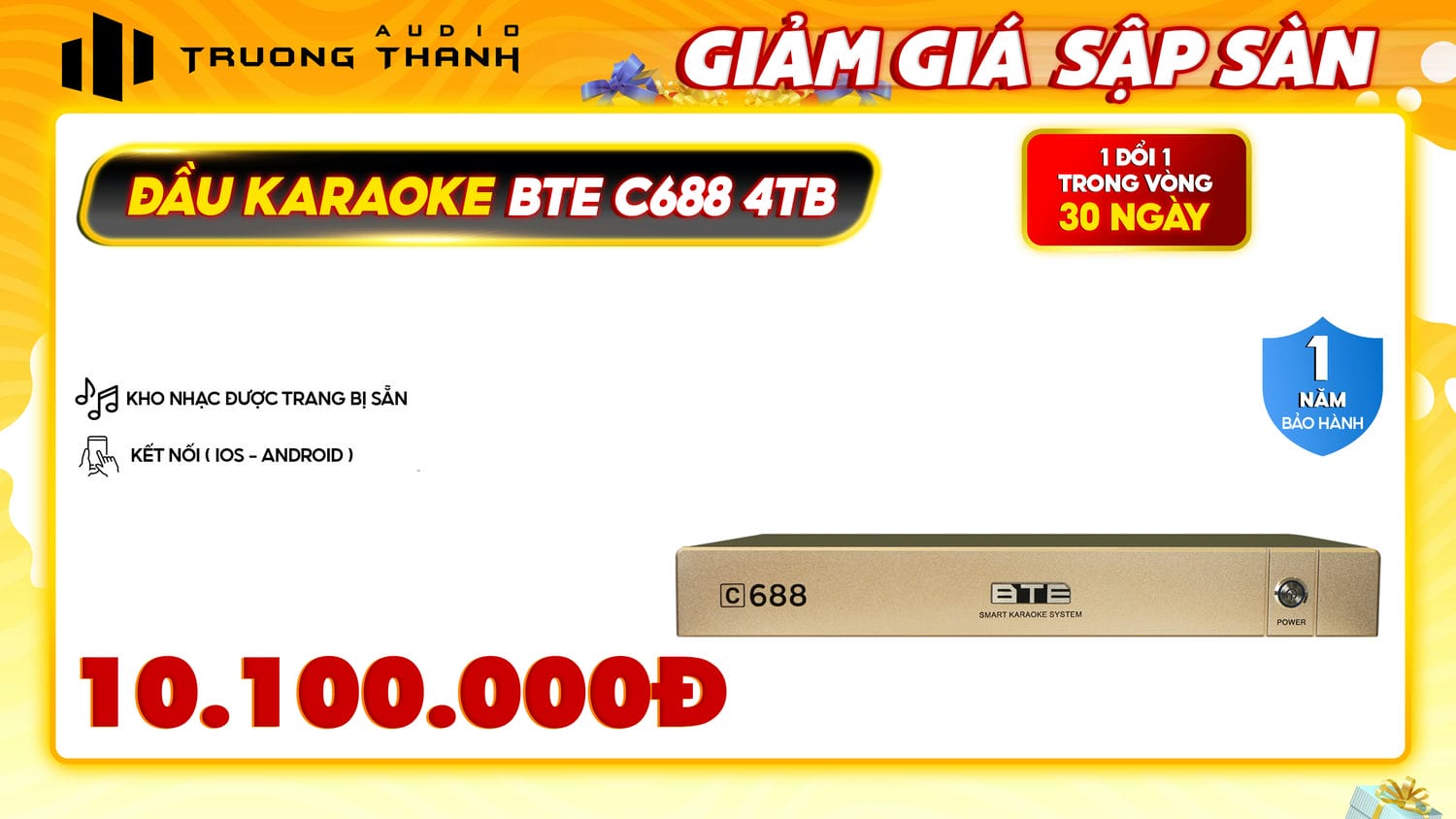 Ảnh nổi bật của sản phẩm Đầu karaoke BTE C688 4TB 2