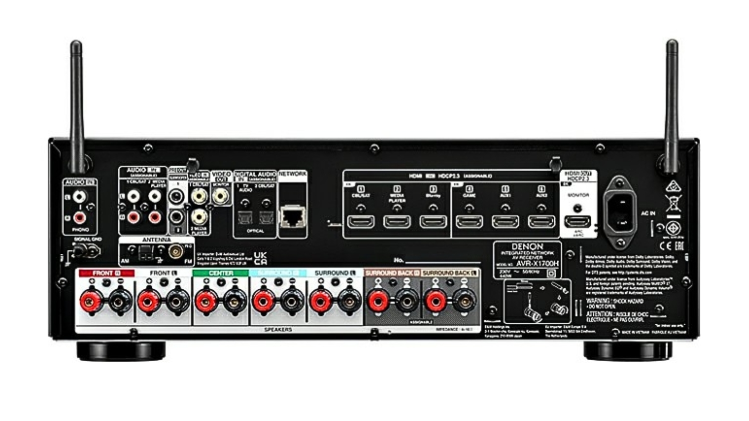 Mặt sau của Amply Denon AVR-X1700H