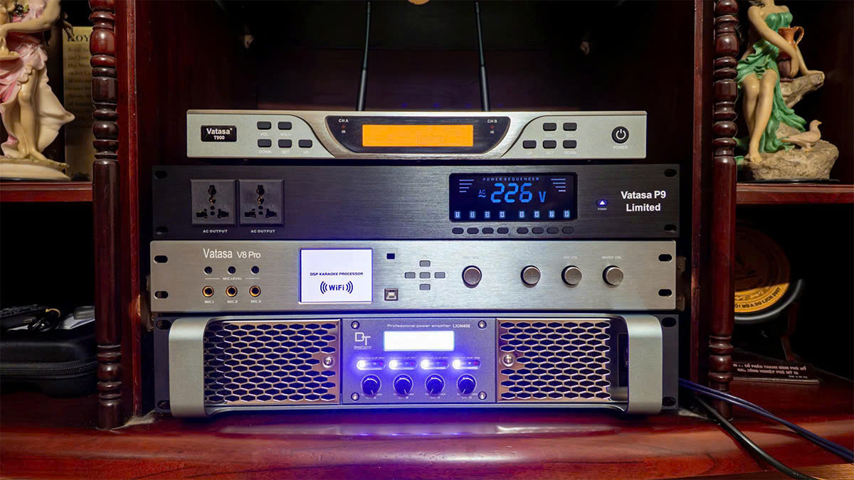 Bộ thiết bị xử lý âm thanh của Dàn karaoke DT TT459: (DT Alpha10, Vatasa T900 New, Vatasa V8 Pro, DT Lion406, DT Delta-112AT, Vatasa P9 Limited)