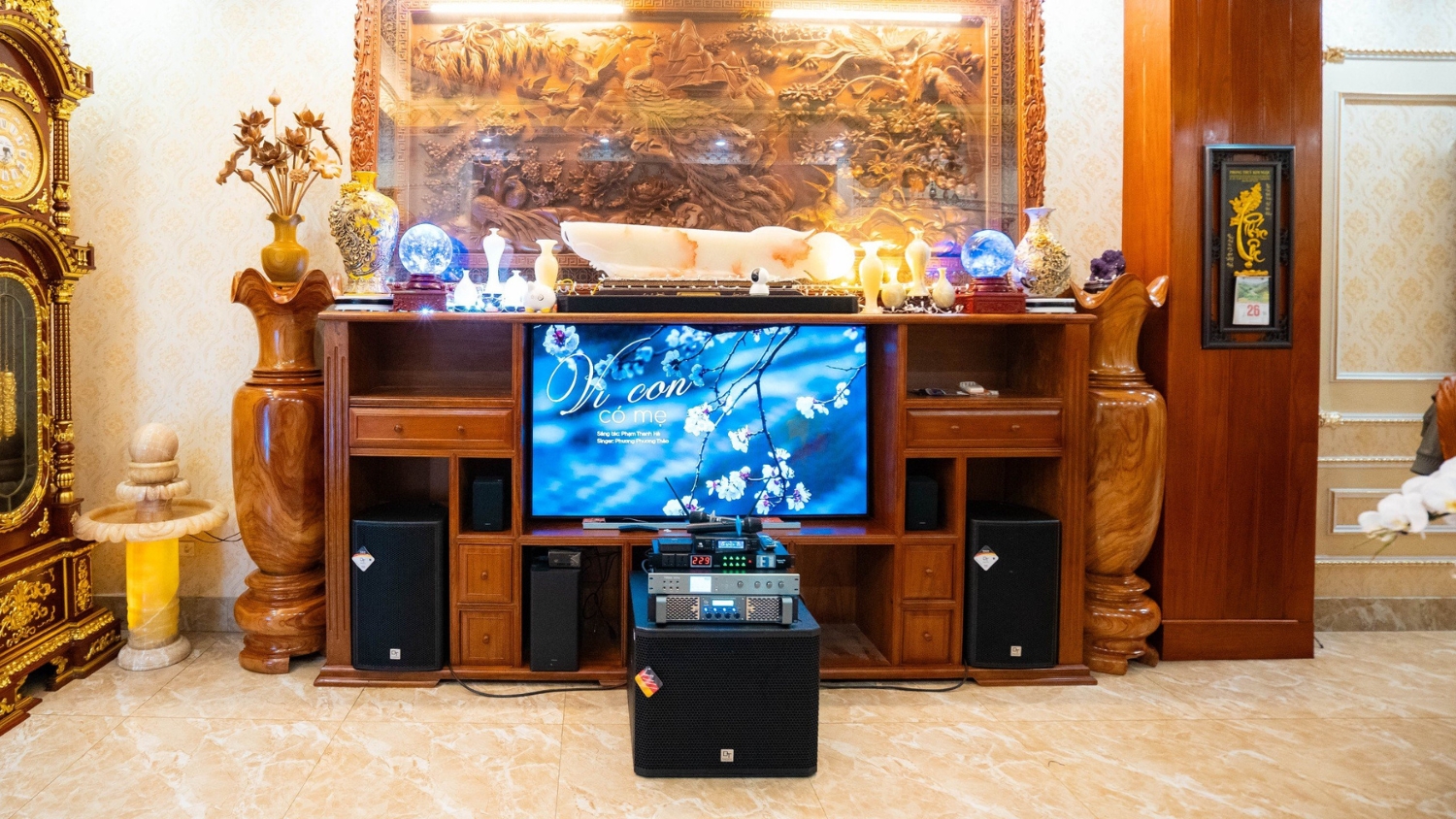 Loa Karaoke DT Delta12 thiết kế sang tọng và phù hợp với mọi nội thất