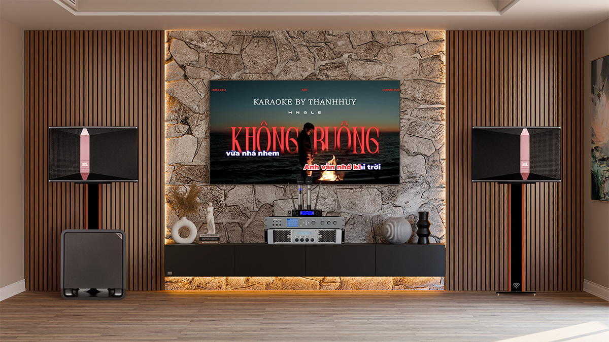 Dàn Karaoke JBL TT303: (JBL KI510, JBL VM200, Vatasa V8Pro, DT Lion406, Polk Audio HTS12) hình 3d