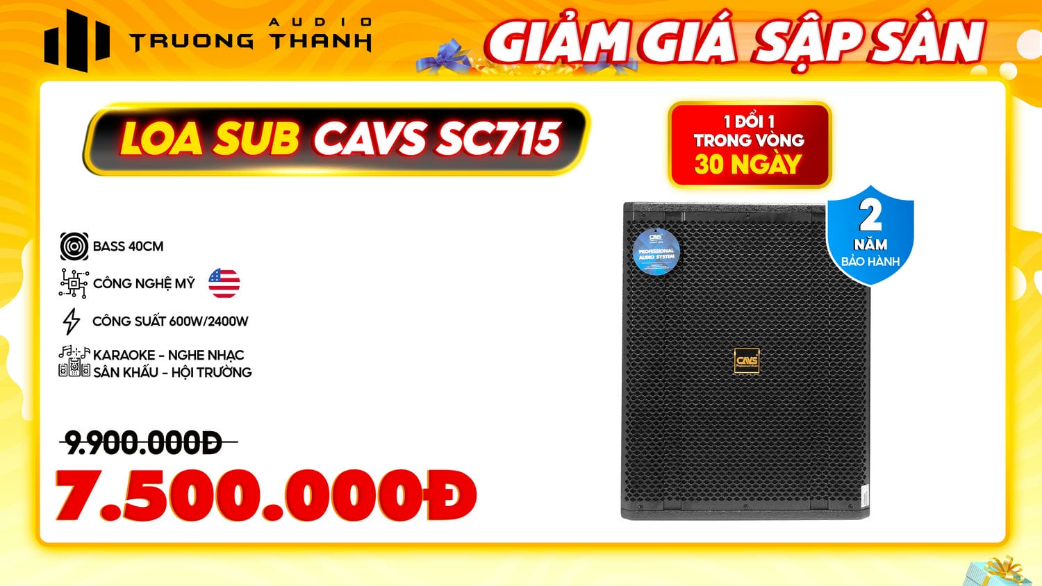 Loa Sub CAVS SC715 Bass 40 Active chính hãng, giá rẻ nhất, có trả ...