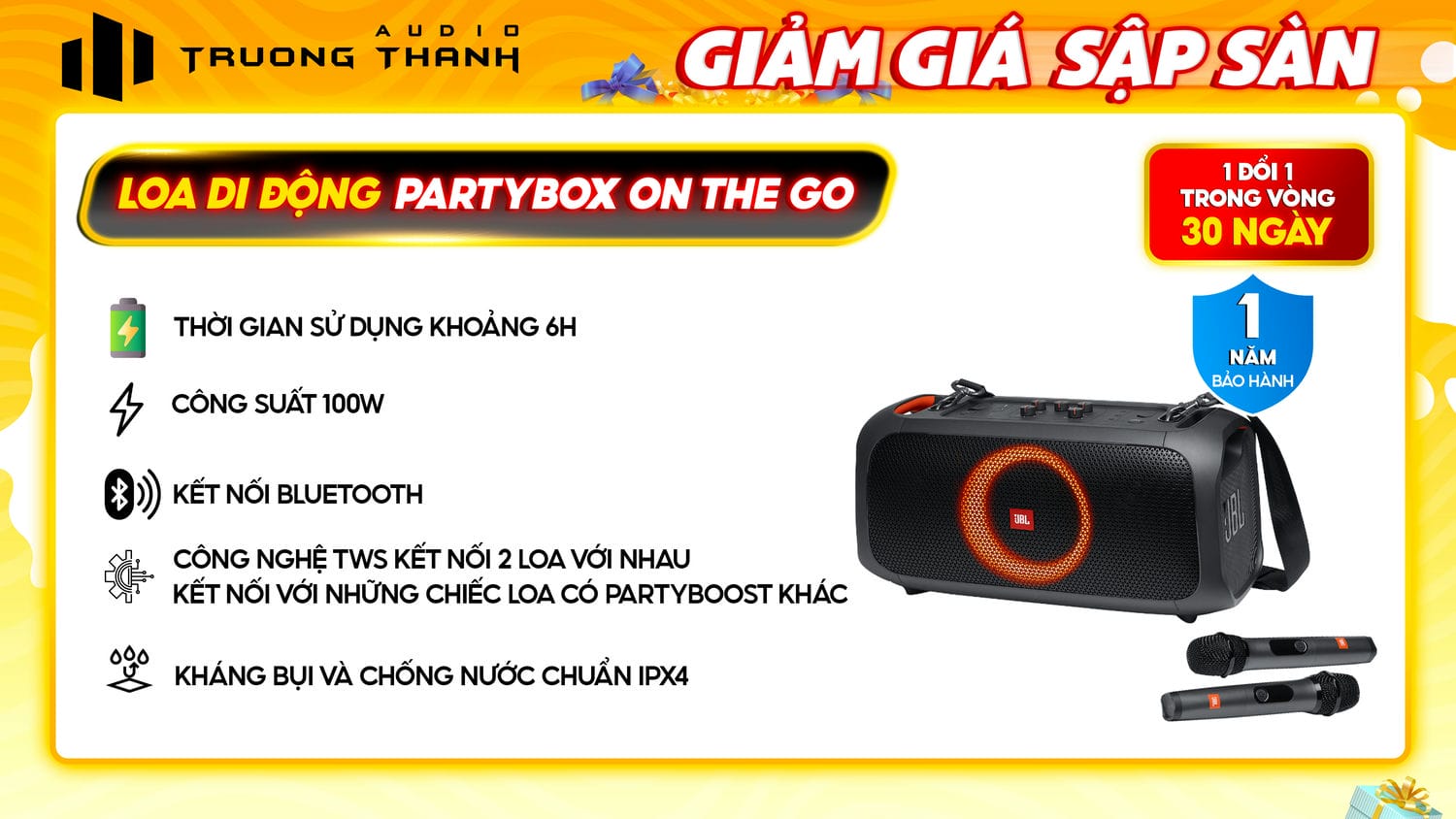 Ảnh nổi bật của sản phẩm LOA JBL PARTYBOX ON THE GO 14
