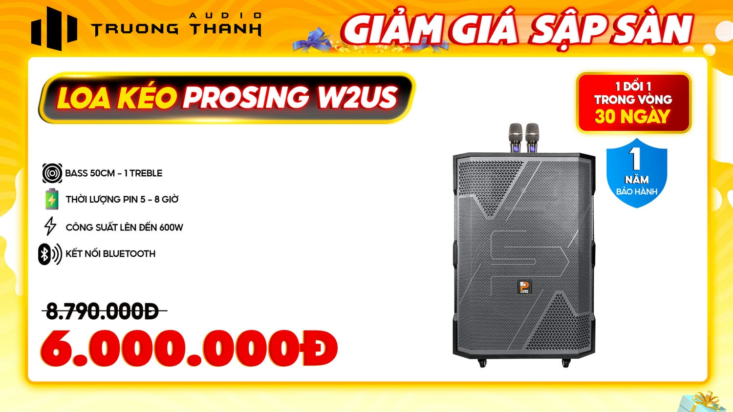 Ảnh nổi bật của sản phẩm Loa kéo Prosing W2US (Bass 50cm) 2