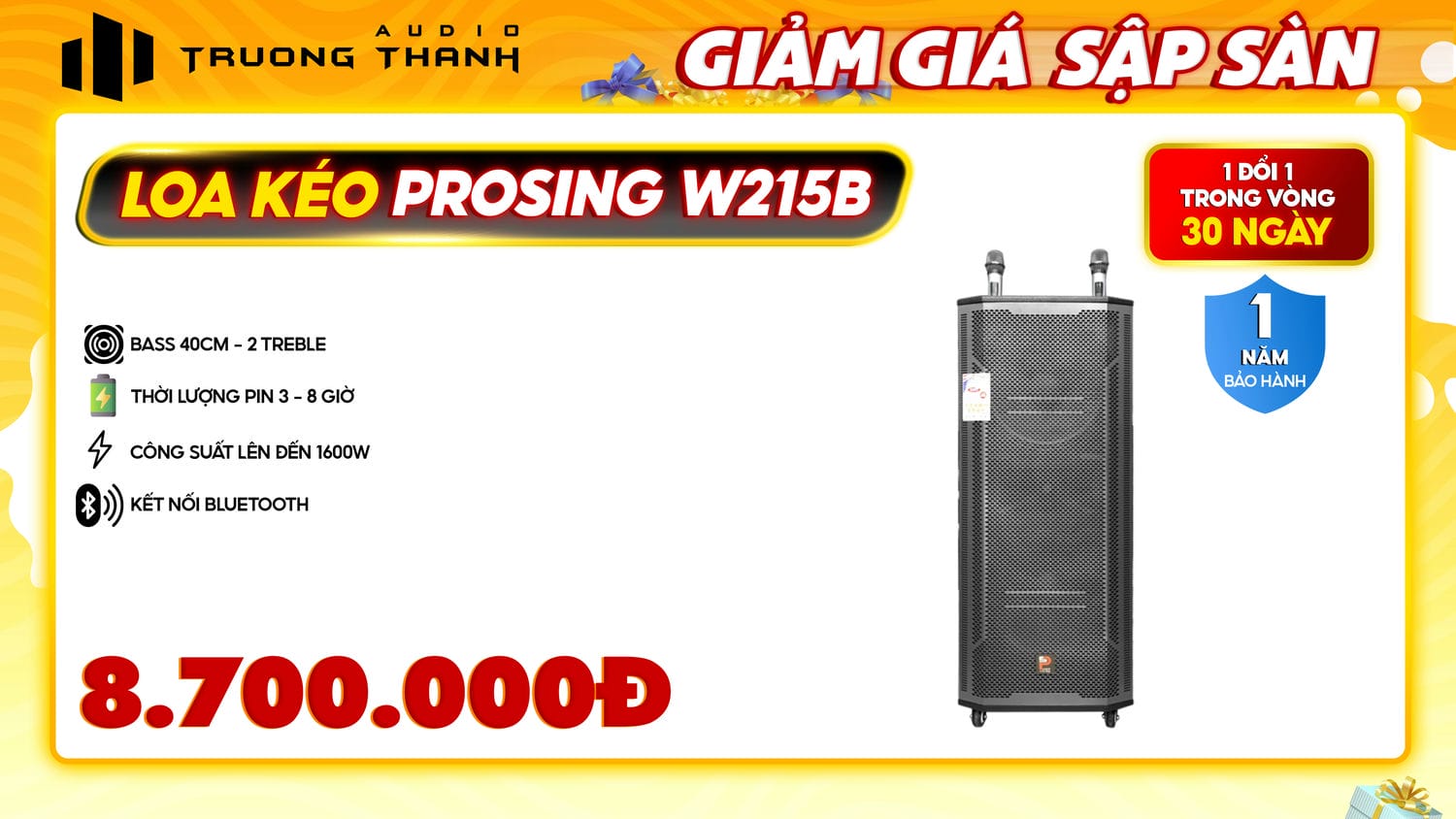Ảnh nổi bật của sản phẩm Loa kéo Prosing W215B 2