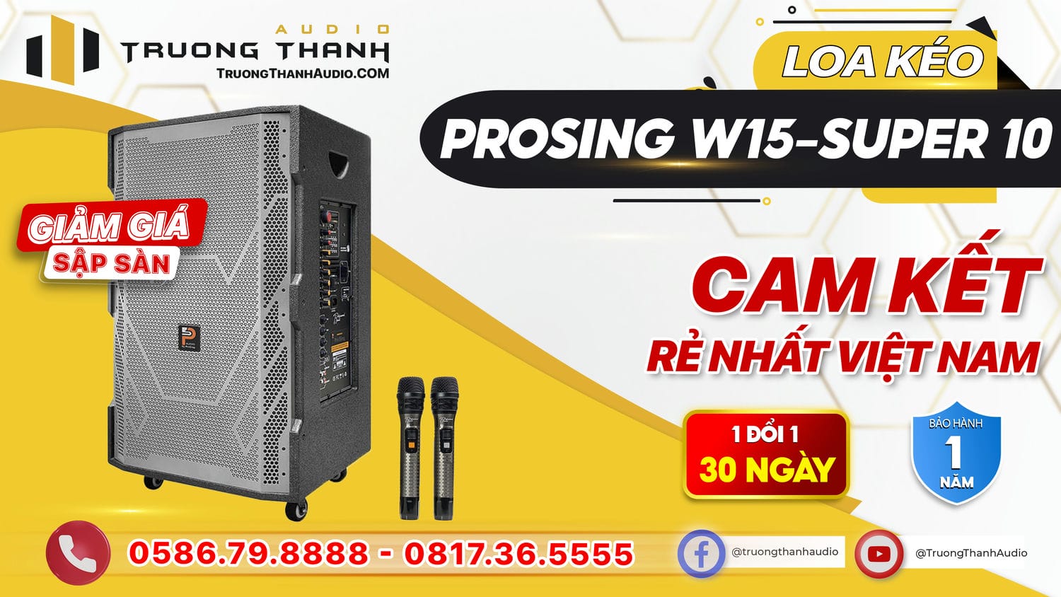 Ảnh nổi bật của sản phẩm Loa kéo Prosing W15-Super 10 (Bass 40cm, 400W, Bluetooth 5.0) 3