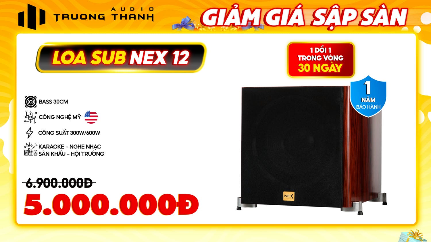 Ảnh nổi bật của sản phẩm Loa sub Nex 12 (sub điện bass 30cm) 12