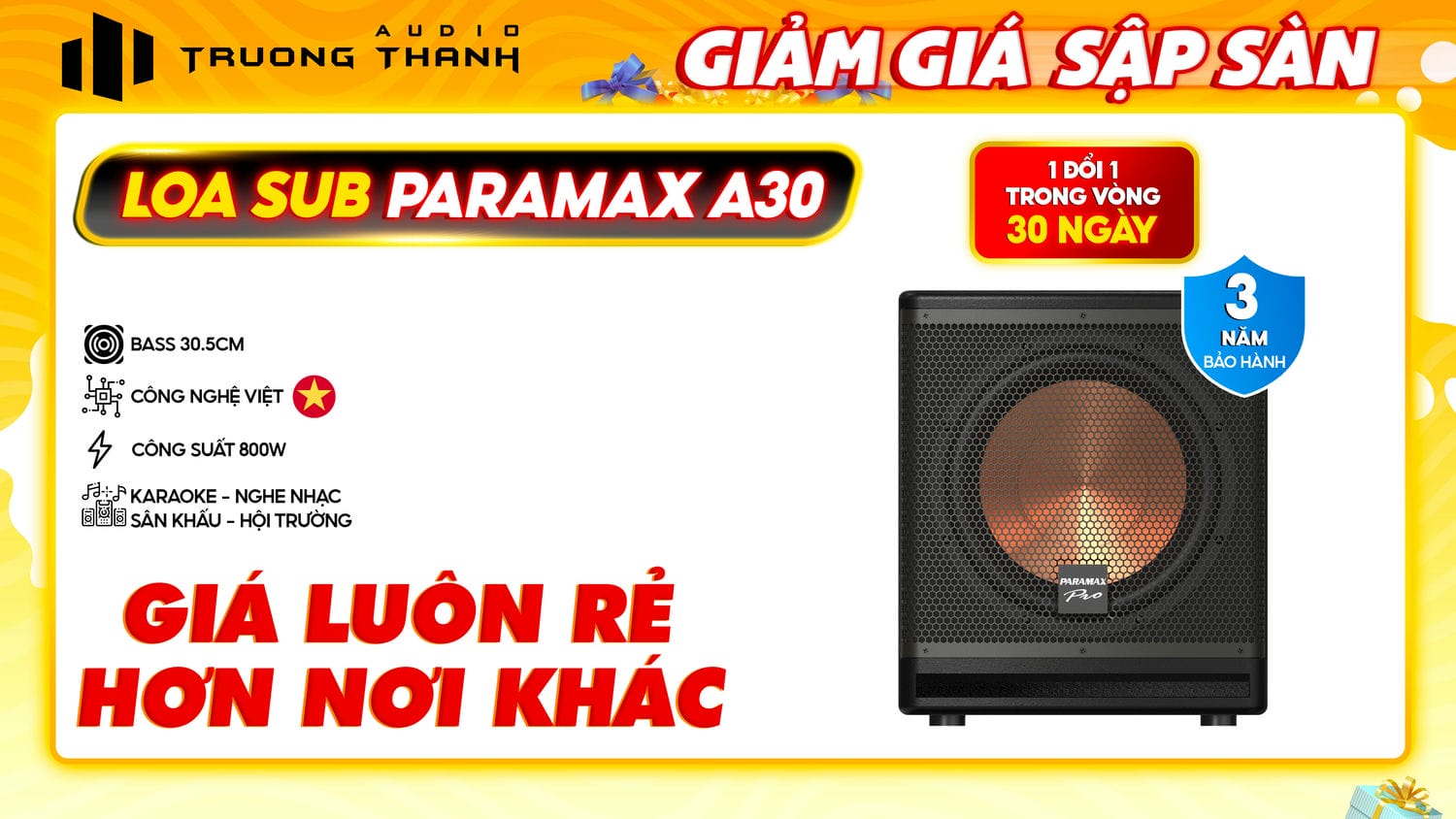 Ảnh nổi bật của sản phẩm Loa Sub Paramax Pro A30 5
