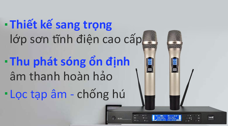Micro không dây VietK VK-411 thiết kế sang trọng