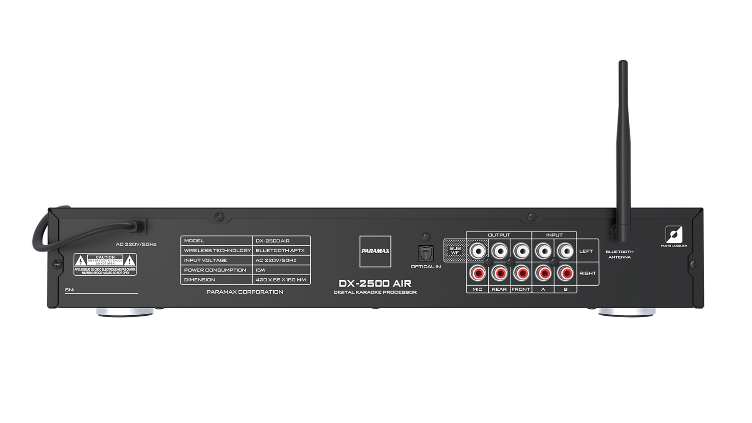 Vang cơ lai số Paramax DX-2500AIR mặt sau